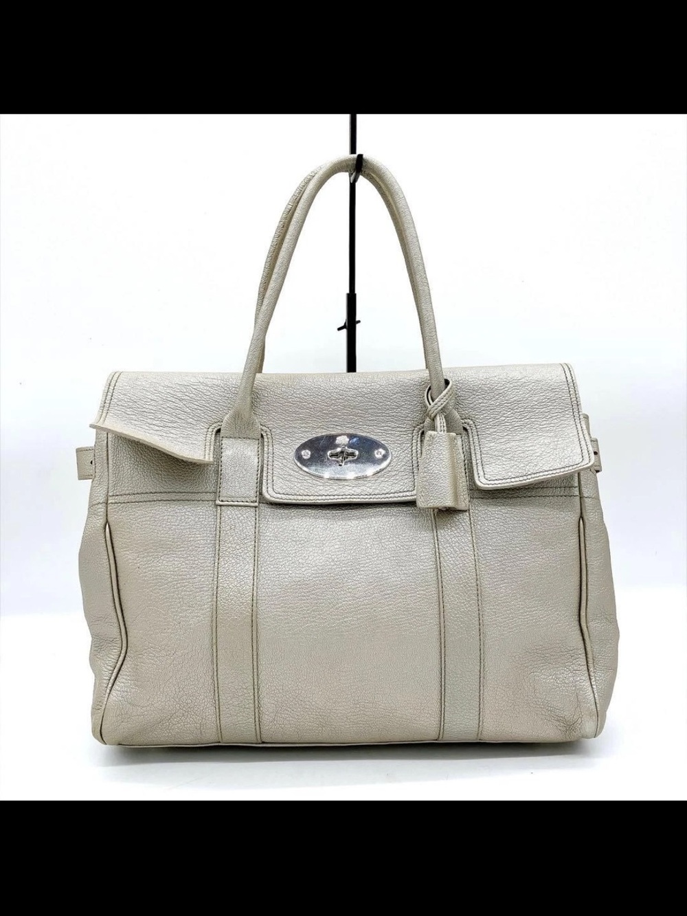 Mulberry Cream Pebbled Leather Top-Handle Satchel